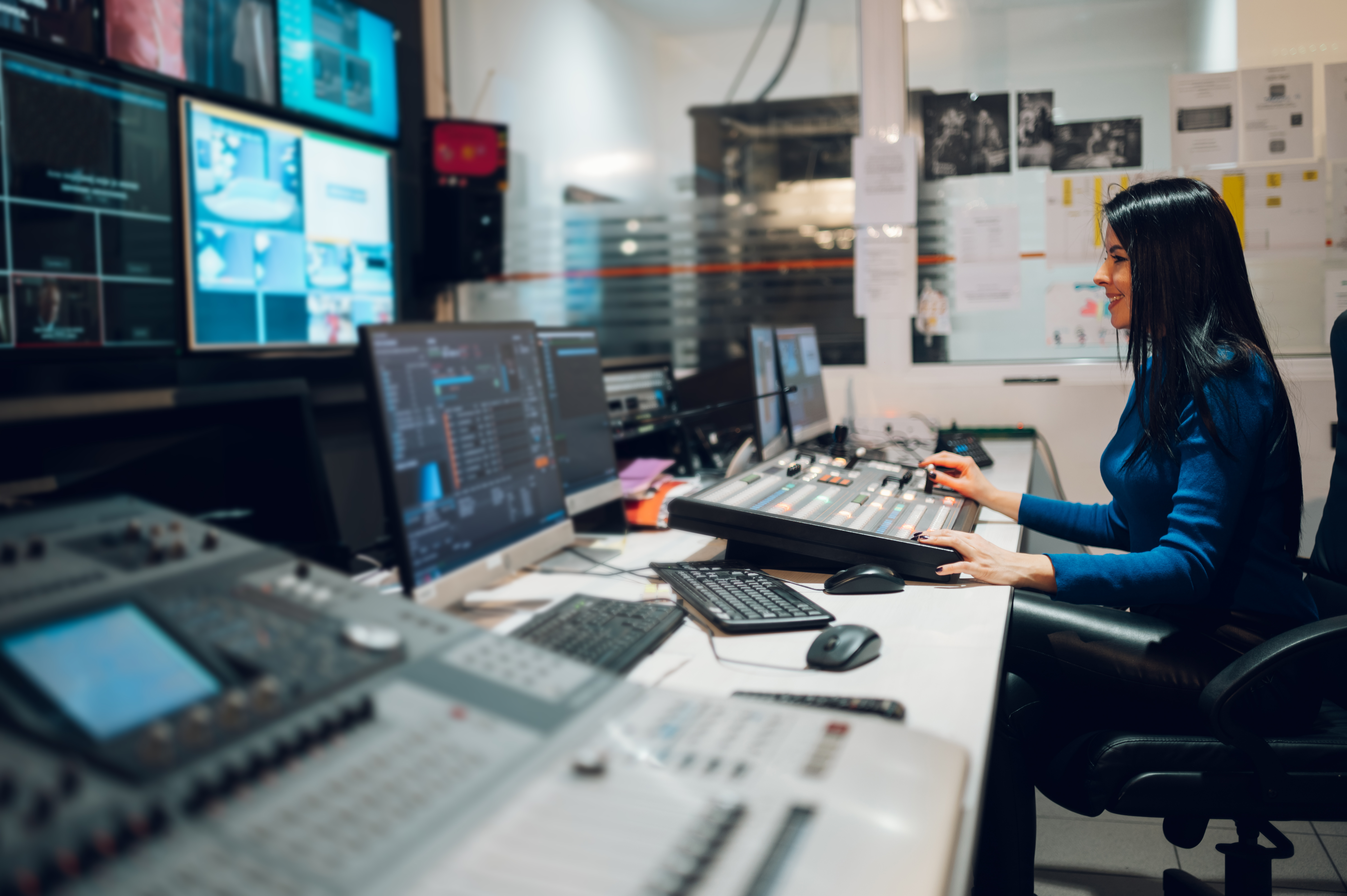 Professional managing operations in a video broadcast control room